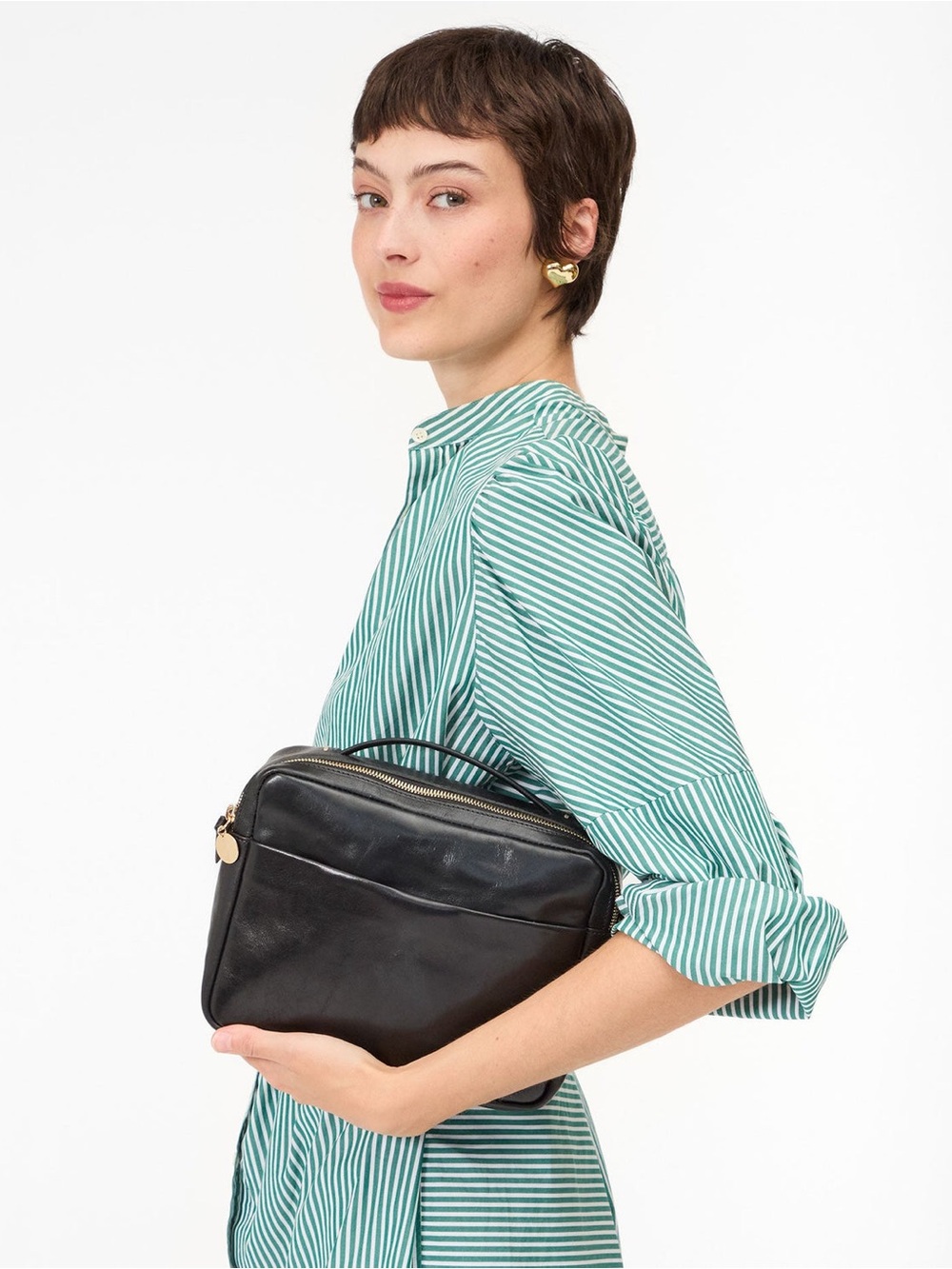 Clare V. Mirabel Black Leather Crossbody Bag